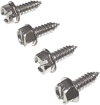 USA Fastener Stainless Steel Screws | Rust Proof, Chrome Locking Screws Set of 4 for License Plate Security to Secure Frames and Covers