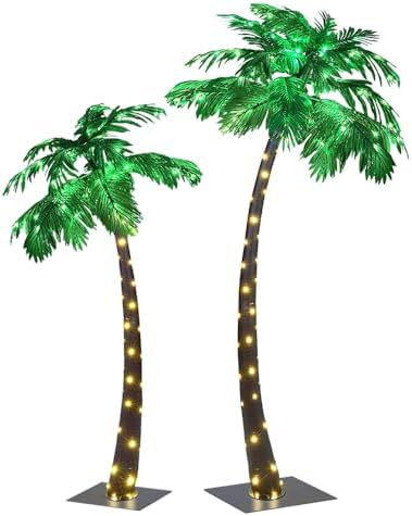 Lightshare 7 Feet Palm Tree 152LED Lights Artificial Fake Tree Decoration for Tiki Bar Outside Patio Porch Pool Christmas Nativity