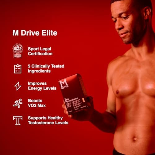Mdrive Elite Testosterone Booster & Performance Support for Men, 90ct | Supports Immune Health, Energy, VO2Max, Recovery, Stress Relief, Lean Muscle, KSM-66 Ashwagandha, DIM, Fenugreek