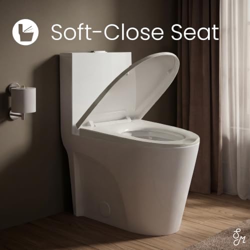 St. Tropez Comfort Height One-Piece Elongated Toilet, Vortex Dual-Flush 1.1/1.6 GPF, White Hardware