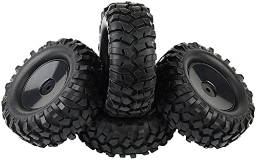 4PCS 1:10 RC Tires Rock Crawler Hex 12mm Hard Dish Wheels Rim | Rubber Tires, For Trail Finder 2, Gelande II, CR12 CC01 MST CMX, Trailer Tires