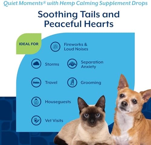 NaturVet Quiet Moments Plus Hemp Calming Drops for Cats & Dogs - 1 Oz | Calming Aid for Dogs & Cats - Helps Reduce Stress & Promote Relaxation with