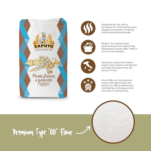 00 Antimo Caputo Pasta & Gnocchi Flour 5 Lb Repack- Italian Double Zero Grain Type - Extracted Wheat Blend - All Natural for Pasta Fresca Dough (5LB