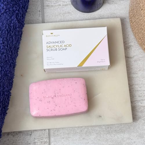 REVITALE Advanced BHA Salicylic Acid Scrub Soap – Exfoliating Bar for Face & Body, Deep Pore Cleanser, Anti-Blemish, Skin Softening