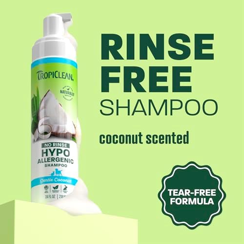 TropiClean No Rinse Waterless Dog Shampoo, Papaya & Coconut Scent, 7.4oz