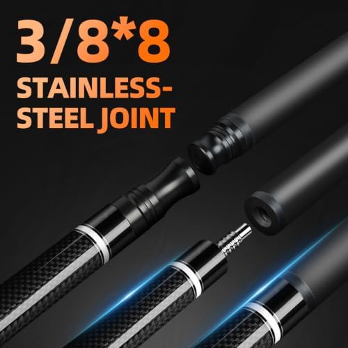 Kmise Carbon Fiber Pool Cue Stick 58", Billiard Cue Sticks 21-23oz, Low Deflection Pool Cue with 12.5mm Tip, Professional Billiard Carbon Fiber Pool Sticks for Adults