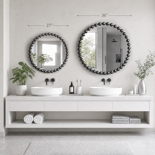 Madison Park Round Mirror, Metal Frame Circle Mirror 27 inch, Wall Art Decor Mounted Hanging for Entryway, Bathroom, hallway, Living Room, Vanity