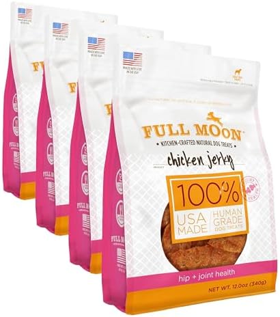 Full Moon® Chicken Jerky Hip And Joint Dog Treats 12 oz | Made withchondroitin, glucosamine and turmeric, Human Grade, No corn, No wheat, No soy, Glycerin Free, Made in the USA