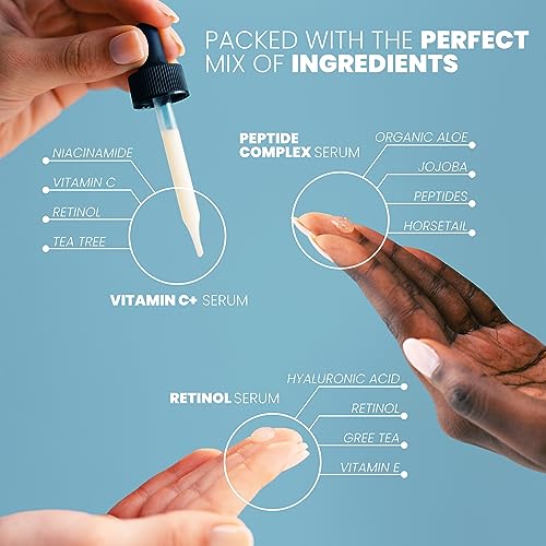 Eva Naturals Vitamin C Serum, Retinol, Niacinamide & Salicylic Acid, 1 oz | Hyaluronic acid, dark spots, brightening, dark spot remover & corrector, anti-aging