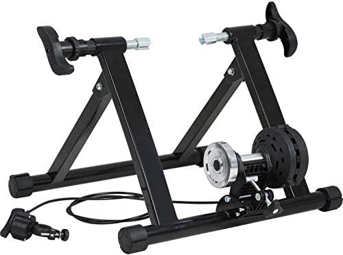 Portable Bike Trainer Stand Bicycle Trainers Road, Bike Trainer for Indoor Riding Magnetic Bike Trainer with Noise Reduction Wheel 5 Levels Resistance
