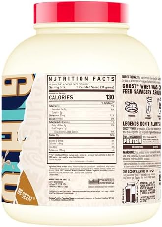GHOST Whey Protein Powder, Milk Chocolate - 2LB, 25G of Protein | Whey Protein Isolate & Concentrate Blend - Post Workout Nutrition Shake, Smoothies - Soy & Gluten-Free - 2LB Tub, 26 Servings