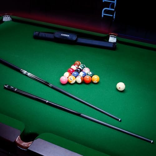 Carbon Fiber Pool Cue Stick with Case, 2pieces 58inch Low Deflection Professional Cue Stick for Billiards