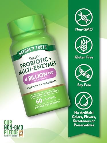 Nature's Truth Probiotics with Enzymes | 60 Capsules | for Men and Women