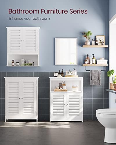 VASAGLE Bathroom Storage Cabinet, with 2 Doors, 31.5" H, Cloud White