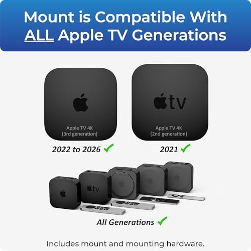 Premium Mount for Apple TV - Compatible with Every Apple TV | Designed in USA – Reliable and Easy Apple TV Installation – Special Features: Includes Heat Management and Strong TV Adhesive