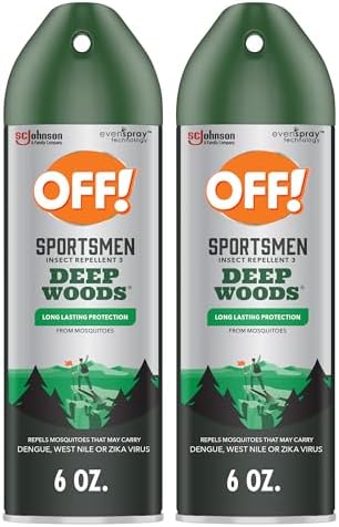 OFF! Deep Woods Sportsmen Insect Repellent Aerosol, Bug Spray Containing 30% DEET, Protects Against Mosquitoes and Ticks, 6 Oz, (Pack of 4)