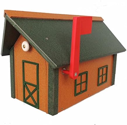 All-Poly Mailbox Cedar w/Green Trim and Green Roof Amish Made in USA