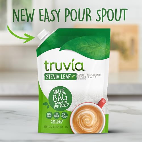 Truvia, Sweetener Natural Calorie Free, 9.8 Ounce | Spoonable jar; 3/4 tsp = 2 tsp sugar; stevia leaf, erythritol; non-GMO, gluten-free, kosher; diabetic & keto