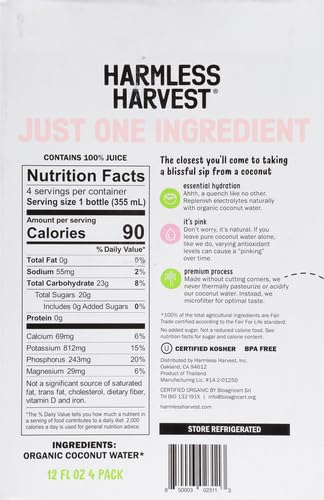 Harmless Harvest Organic Coconut Water, 32 Oz Bottle