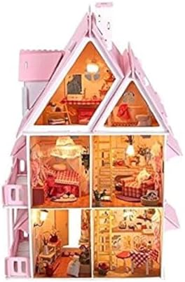 NWFashion Wooden Dream Dollhouse DIY Kits 3D Puzzle for Christmas Party Halloween House (Dream House)