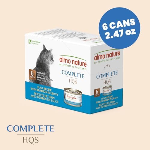 almo nature HQS Natural Wet Cat Food Tuna and Shrimp, Grain Free, Additive Free - 2.47oz - Pack of 6