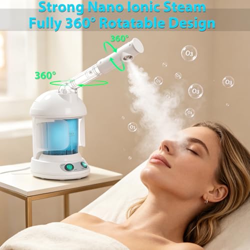 SUPER DEAL Hair Steamer PRO 3 in 1 Multifunction Ozone Facial Steamer with Bonnet Hood Attachment