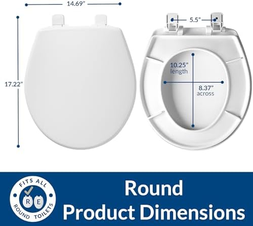Mayfair Caswell Modern Slow Close Toilet Seat, Durable Plastic, Elongated, White