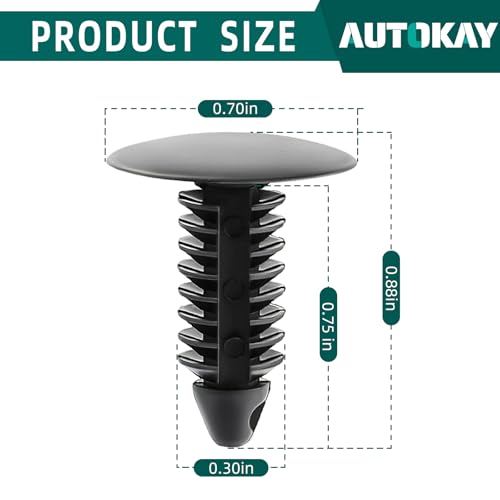 AUTOKAY 100Pcs 8mm Bumper Clips Auto Car Hole Plastic Rivets Fastener