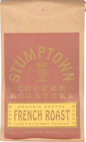 Stumptown Coffee Roasters, Dark Roast Organic Whole Bean Coffee, 100% Arabica Coffee - French Roast 12 Ounce Bag with Flavor Notes of Clove and Bittersweet Chocolate