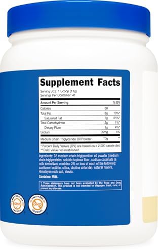 Nutricost C8 MCT Oil Powder 1LB (16oz) Vanilla Flavor, Gluten-Free