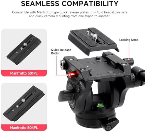 Avella V501 Video Tripod Fluid Head with Quick Release Plate