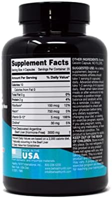 Healthy 'N Fit Triple Potency Liver (100 Capsules) - Pure Argentine Desiccated Beef Liver. Hormone Free, Pasture Raised, No Fillers.