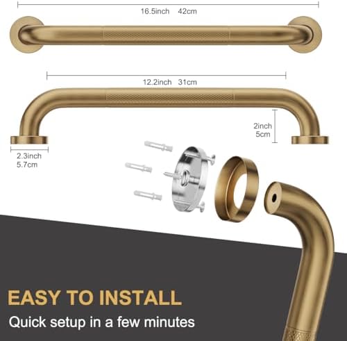 FANHAO 2 Pack Shower Grab Bar, 16 Inch Stainless Steel Bathroom Grab Bar with Anti-Slip Knurled Grip, Heavy Duty Shower Handle Bath Handle