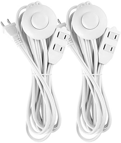 2 Pack 12 Feet 3 Outlets with Hand/Foot Switch Extension Power Cord.