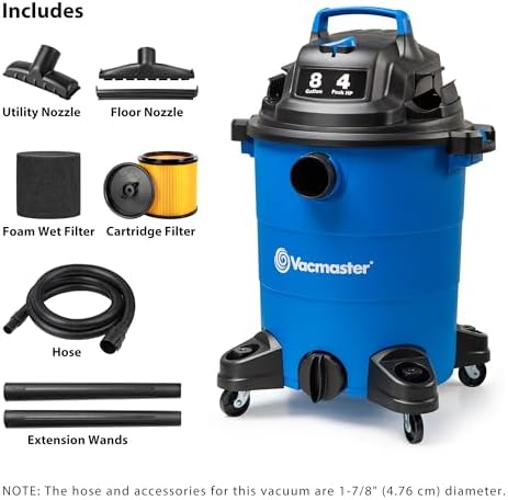 Vacmaster VOC809PF 8-Gal 4 Peak HP Utility Wet/Dry Vacuum Blue