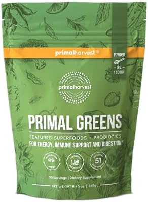 Primal Harvest Greens - Daily Supplement Powder, Gluten, Dairy & Soy Free