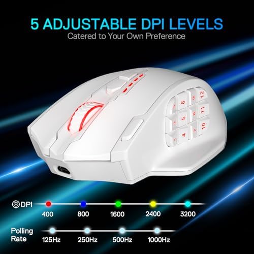 Redragon M908 Wired MMO RGB Gaming Mouse 12400 DPI Remapping Keys | Stable Lag-Free Connection, Redefine Keybinding Macro, Vibing Backlight, Ergonomic Grip Body Comfort