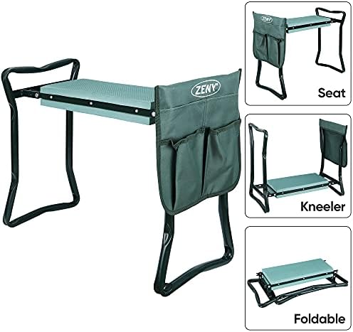 ZENY Folding Garden Kneeler Seat Gardening Workseats Portable Garden Bench Stool with Thicken Foam Kneeling Pad and Tools Pouch