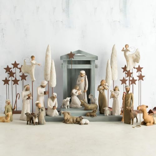 Willow Tree Shepherd and Stable Animals, Sculpted Hand-Painted Nativity Figures, 4-Piece Set | Designed by Artist Susan Lordi, Build the Nativity Scene, a Timeless Holiday Tradition to Display on Mantel or Tabletop