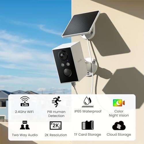 wansview Solar Security Cameras Wireless Outdoor 2K WiFi 6, A1 2Pack | Solar Camera Outdoor Wireless for Home Security with AI Motion Detection