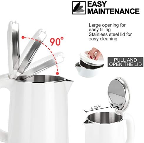 Secura Stainless Steel Double Wall Electric Kettle Water Heater for Tea Coffee w/Auto Shut-Off and Boil-Dry Protection, 1.0L (Orange) SWK-1001DO/HB-K012