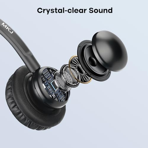 MKJ Corded 2.5mm Office Headset with Microphone for Cisco Panasonic Phones | Noise Cancelling, Wired Headphones for Call Center Telephone