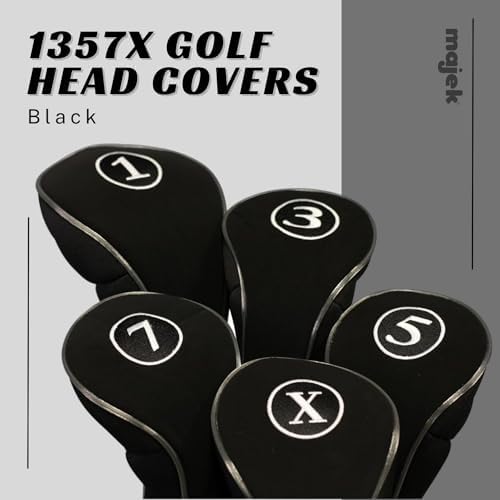 Black Golf Zipper Head Covers Driver 1 3 5 7 X Fairway Woods Headcovers Metal Neoprene Traditional Plain Protective Covers Fits All Fairway Clubs