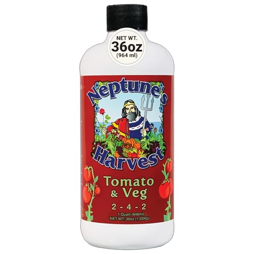 Neptune’s Harvest Organic Tomato & Vegetable Plant Fertilizer (2-4-2) - Liquid Plant Food w/Fresh Fish, Seaweed, Molasses, Yucca Extract, & Humic Acids - for Vegetable Garden (Gallon)