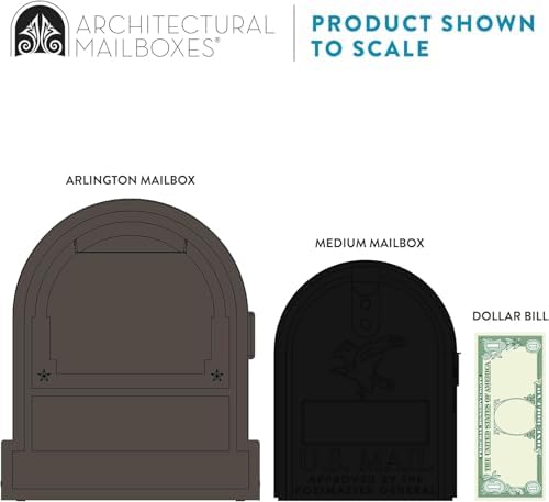 Architectural Mailboxes Arlington Post Mount Mailbox, Black, Large | Galvanized steel build for outside with weather-resistant build and rust-resistant powder-coat finish. USPS approved.