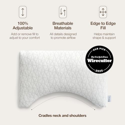 Coop Home Goods Original Adjustable Pillow, Queen Size Bed Pillows for Sleeping, Cross Cut Memory Foam Pillows - Medium Firm Back, Stomach and Side Sleeper Pillow, CertiPUR-US/GREENGUARD Gold