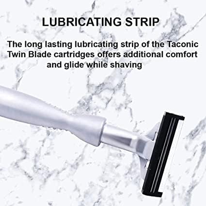Taconic Heavyweight Atra-Compatible Pivot Razor with 10 Cartridges | All-Metal Chrome Razor Fits Atra-Style Twin Blade Cartridges And Includes 10