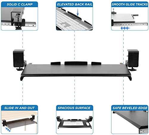 Mount-It! Keyboard Tray Under Desk, Clamp-On No-Drill Slide-Out Keyboard Drawer with Mouse Platform, 27" x 11" Ergonomic Keyboard Tray for Home Office