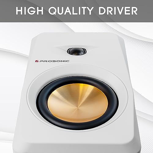 Prosonic BT30 White Bookshelf Speakers - Active Bluetooth 5.3 Powered Studio Monitors