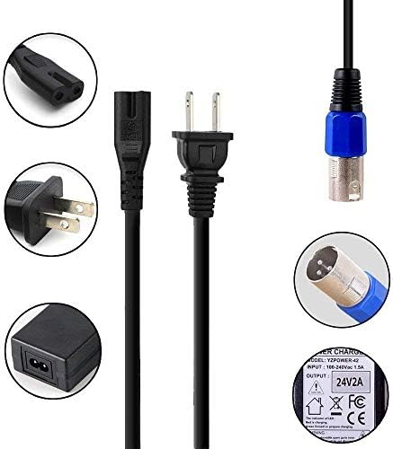 24V 2A Battery Charger with XLR Connector for Ezip Mountain Trailz S400 S500, Jazzy, Pride, S300 S350 S650, Ezip 400 500 650 750 900 Mountain Trailz